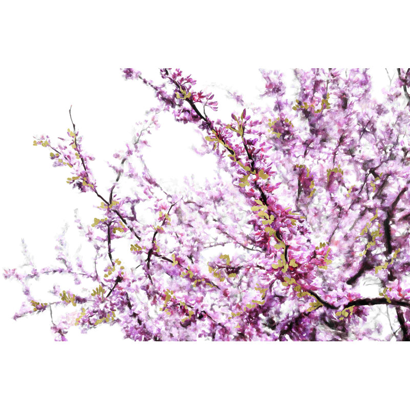 Arbre rose en fleurs - reproduction sur toile tendue, H 8 po x l 12 po
