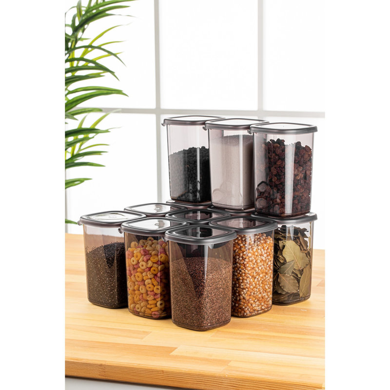 Ensemble de boîtes de rangement en plastique durable (12 pièces), couleur anthracite, 4,0 x 4,0 x 6,5 pouces | 100% sans BPA, va au lave-vaisselle | Idéal pour organiser la maison, le bureau et la cuisine, peu encombrant