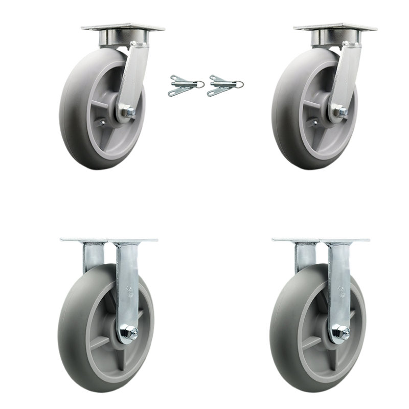 4 Piece Kingpinless Thermoplastic Rubber Caster Set