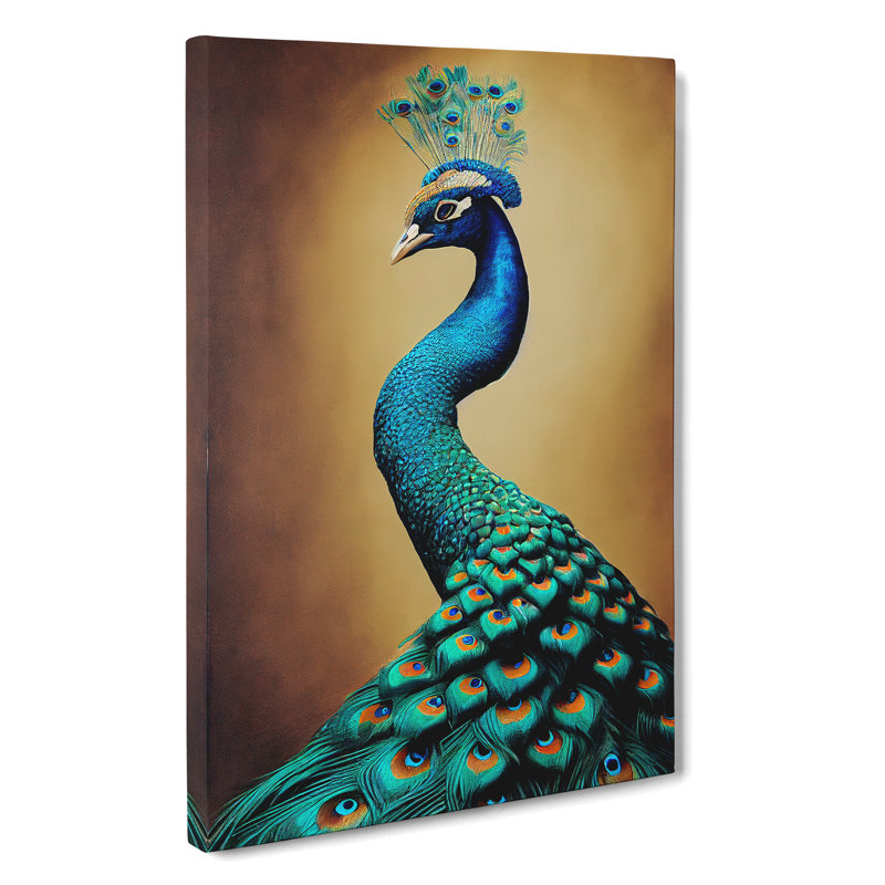 Golden Peacock Art No.2 - Wrapped Canvas, 76cm H x 50cm W x 3cm D