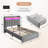 Upholstered Platform Bed with Nailhead Trim, LED Light 2-Tier Shelf Headboard, Charging Station, 2 Under Bed Storage Drawers & 2 Side Pockets, No Box Spring Needed-1619131623-1619131622