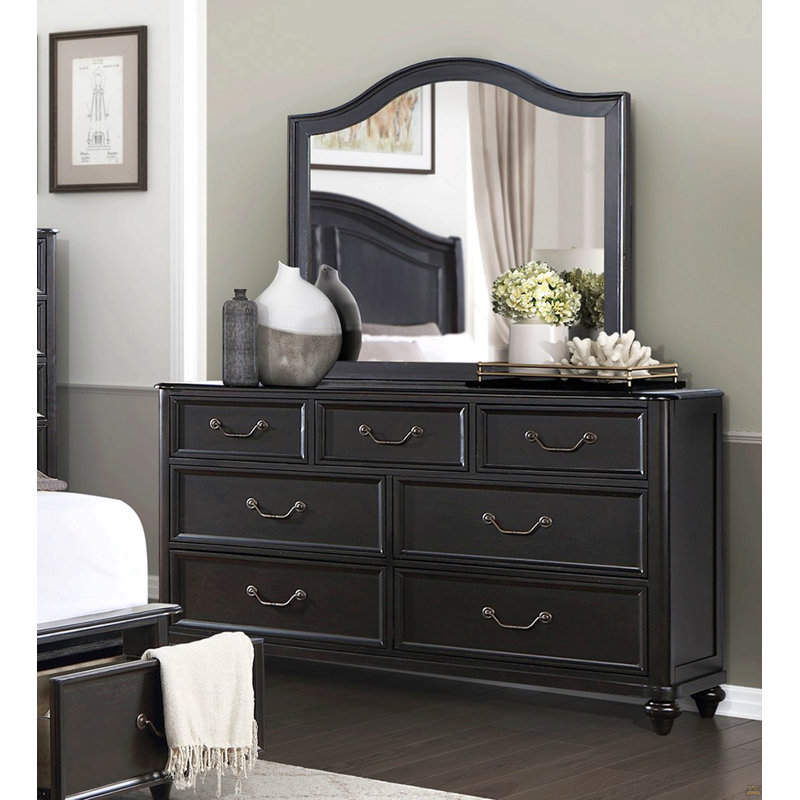 Charcoal Brown Finish Traditional Bedroom Furniture 1pc Dresser of 7 Drawers Antique Handles Classic Design