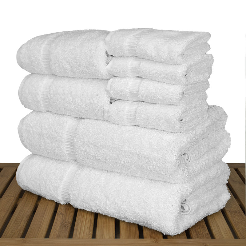 Ensemble de serviettes en coton turc 8 pièces Thurantowa, Blanc