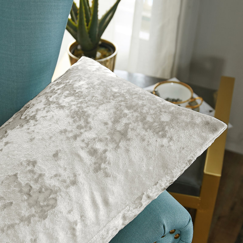 Housse de coussin lombaire en velours froissé, Argent argent