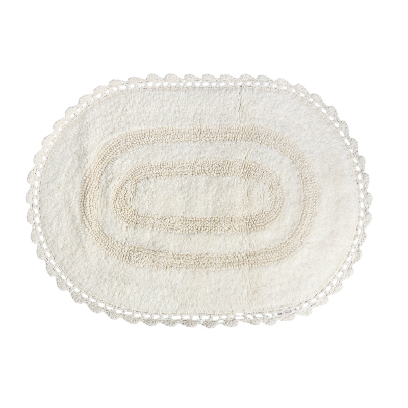 Akiera Luna Crescent Bath Rug Non skid, Ivory
