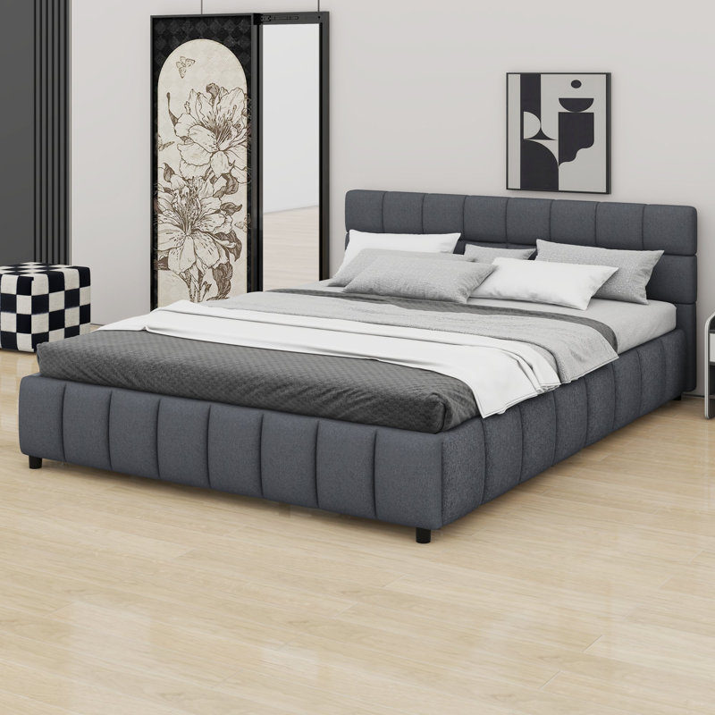 Upholstered Bed, Gris