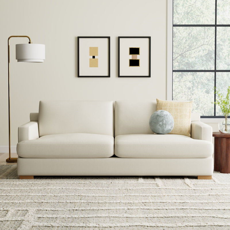 Byers Upholstered 85'' Sofa, Effie Linen Performance Linen