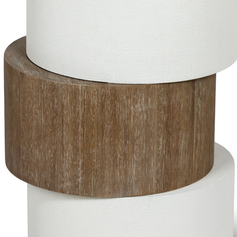 Capsule End Table, Silk Linen/Natural Wood