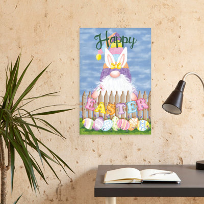 Joyeuses Pâques, gnome fantaisiste, art abstrait de printemps contemporain