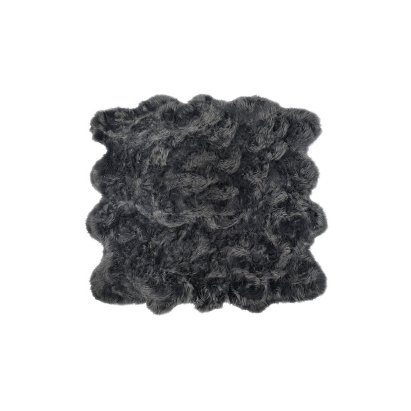 Tapis gris uni touffeté en acrylique, Nouveauté 6 pi x 6 pi