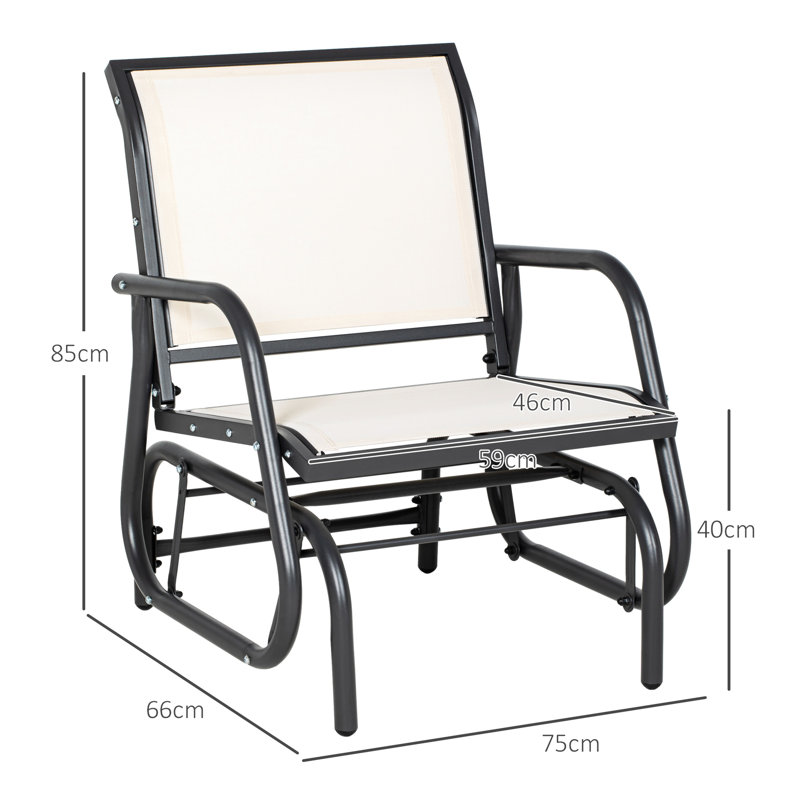 Cream White Backyard Glider Chair With Metal Frame And Breathable Mesh Fabric For Garden, Poolside, Balcony Poolside Structure Padding Backyard,