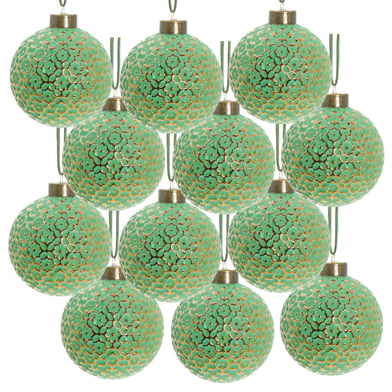 Boule de Noël en verre vert D3 (ensemble de 12) par Riccardo