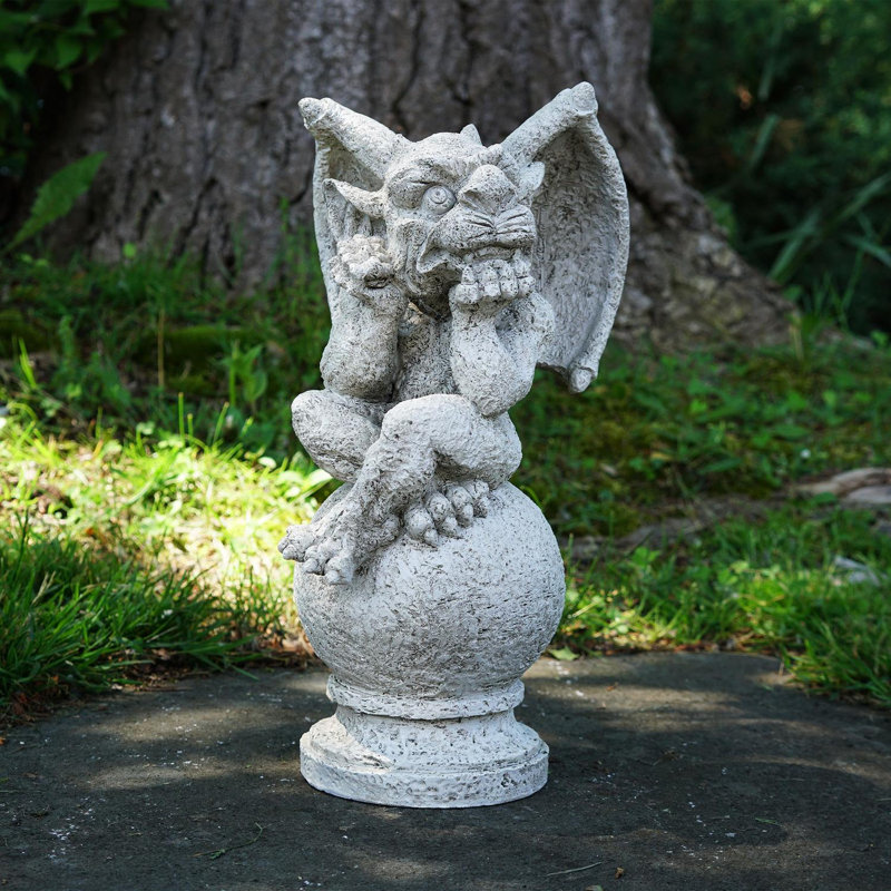 Statue de jardin 13 po gargouille assise sur un faîteau