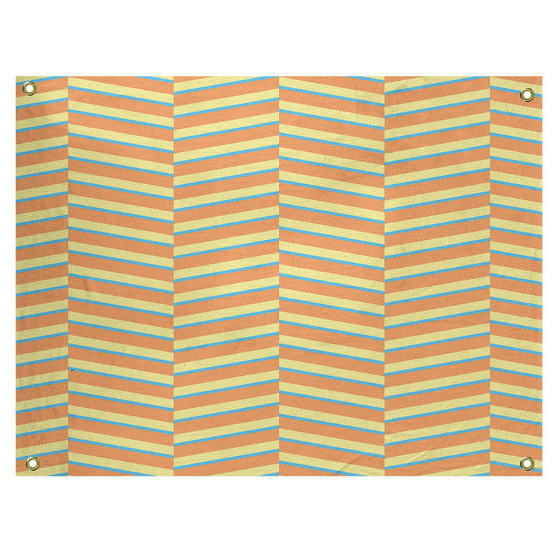Jaya Polyester Tapestry, 59" H x 80" W, Orange/Blue/Yellow