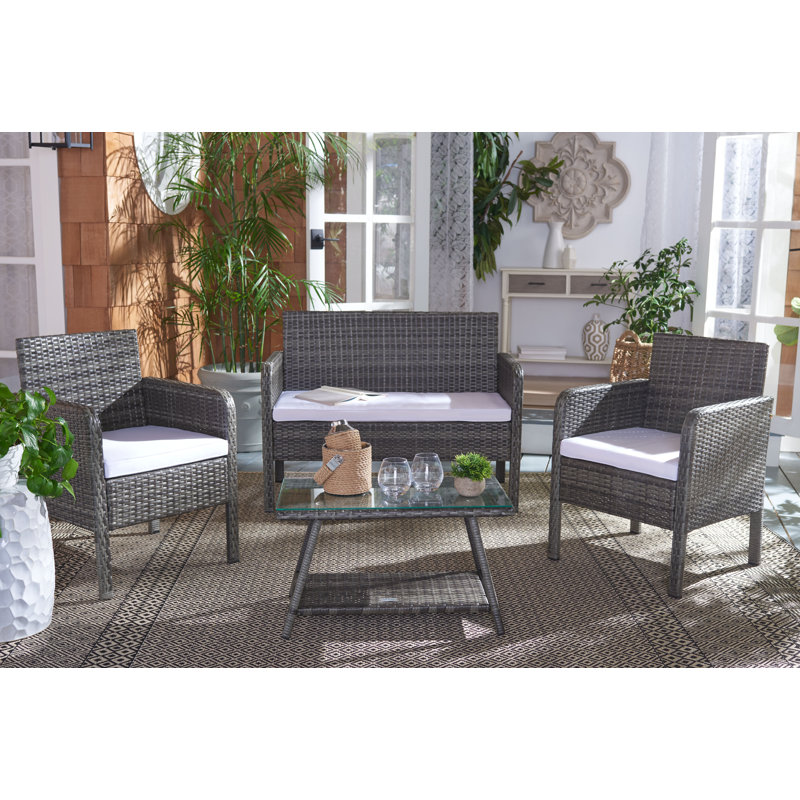 Aboka 4 - Person Patio Conversation Set with Cushions, Dark Grey