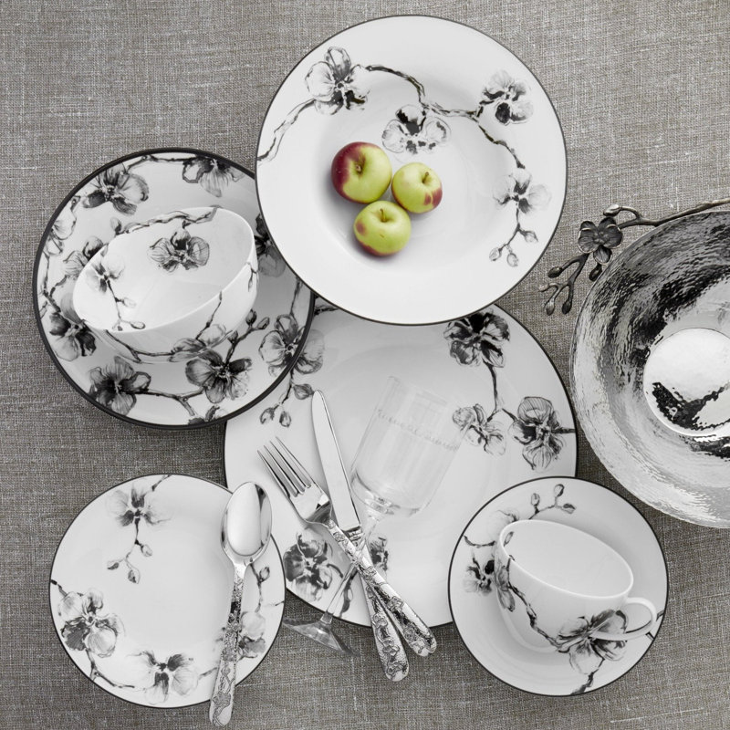 Black Orchid Handmade Porcelain Appetizer Plate
