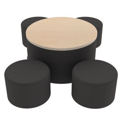 Pro Series 30" Round Ottoman Table with Round 12" H Seating, 5-Piece Set
