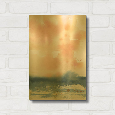 «Sunrise Seascape I» par Katrina Pete, art mural en métal doré, 12 po x 16 po
