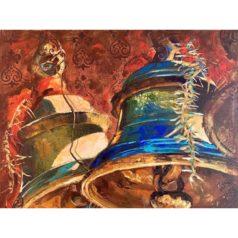 Sons de dévotion sur toile | Acrylique et gris anthracite | Par Anukta Mukherjee Ghosh