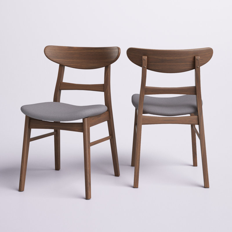 Chaises de salle à manger rembourrées de style Mid-Century moderne avec structure en bois d'hévéa et siège rembourré Cambrielle