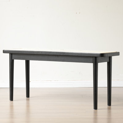 Modern Style Dining Bench With Rattan Detail