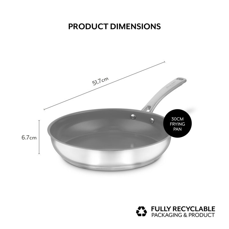 Stainless Steel Frying Pan, 10x Stronger Superior Non-stick Coating, Induction Compatible, Stainless Steel