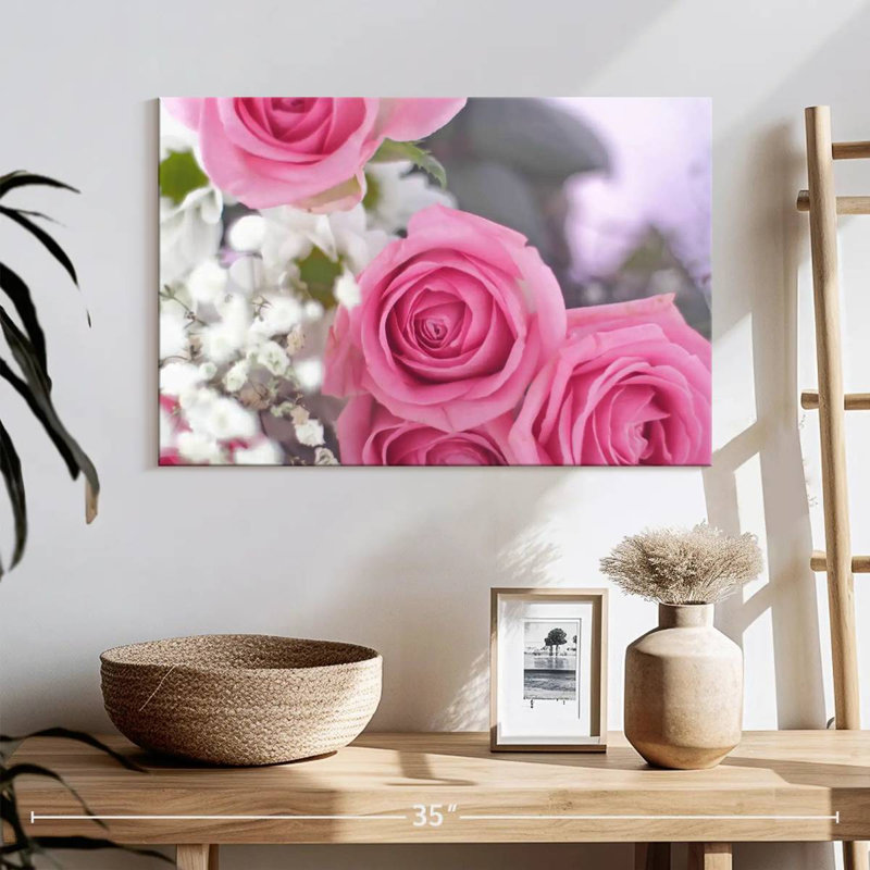 Harnek en fleurs rose clair, H 16 po x l 24 po