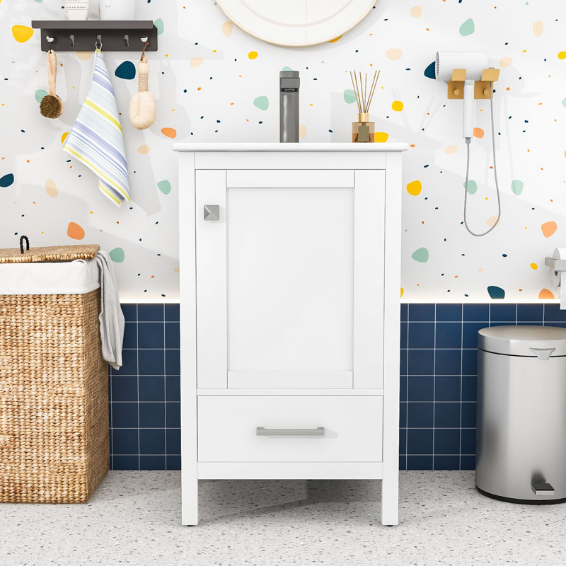 Meuble-lavabo compact 20 po avec portes à fermeture en douceur et lavabo, Noir