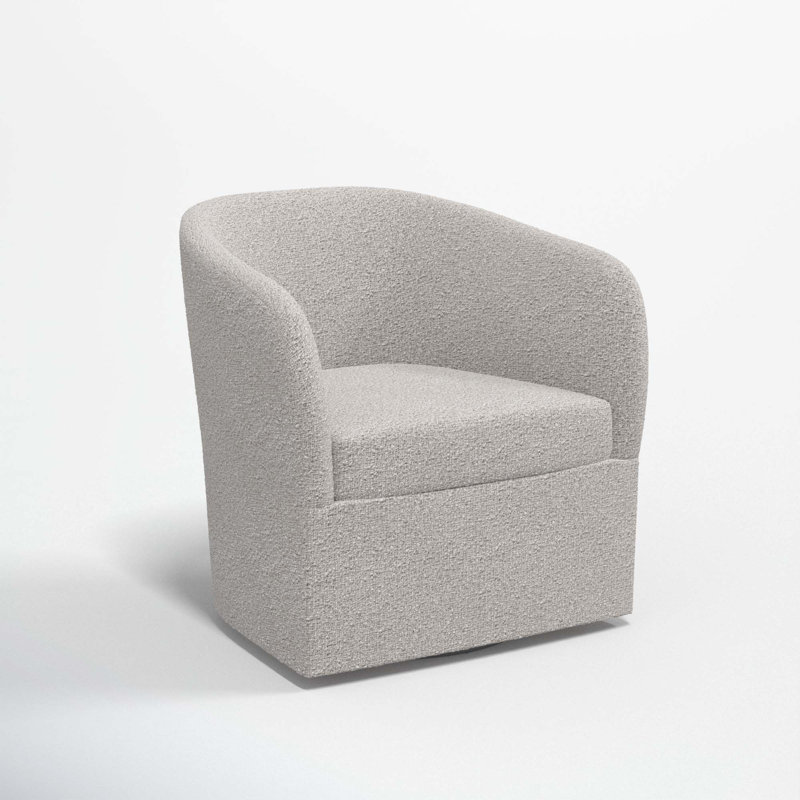 Lesia Upholstered Swivel Barrel Chair, Classic Elephant Boucle