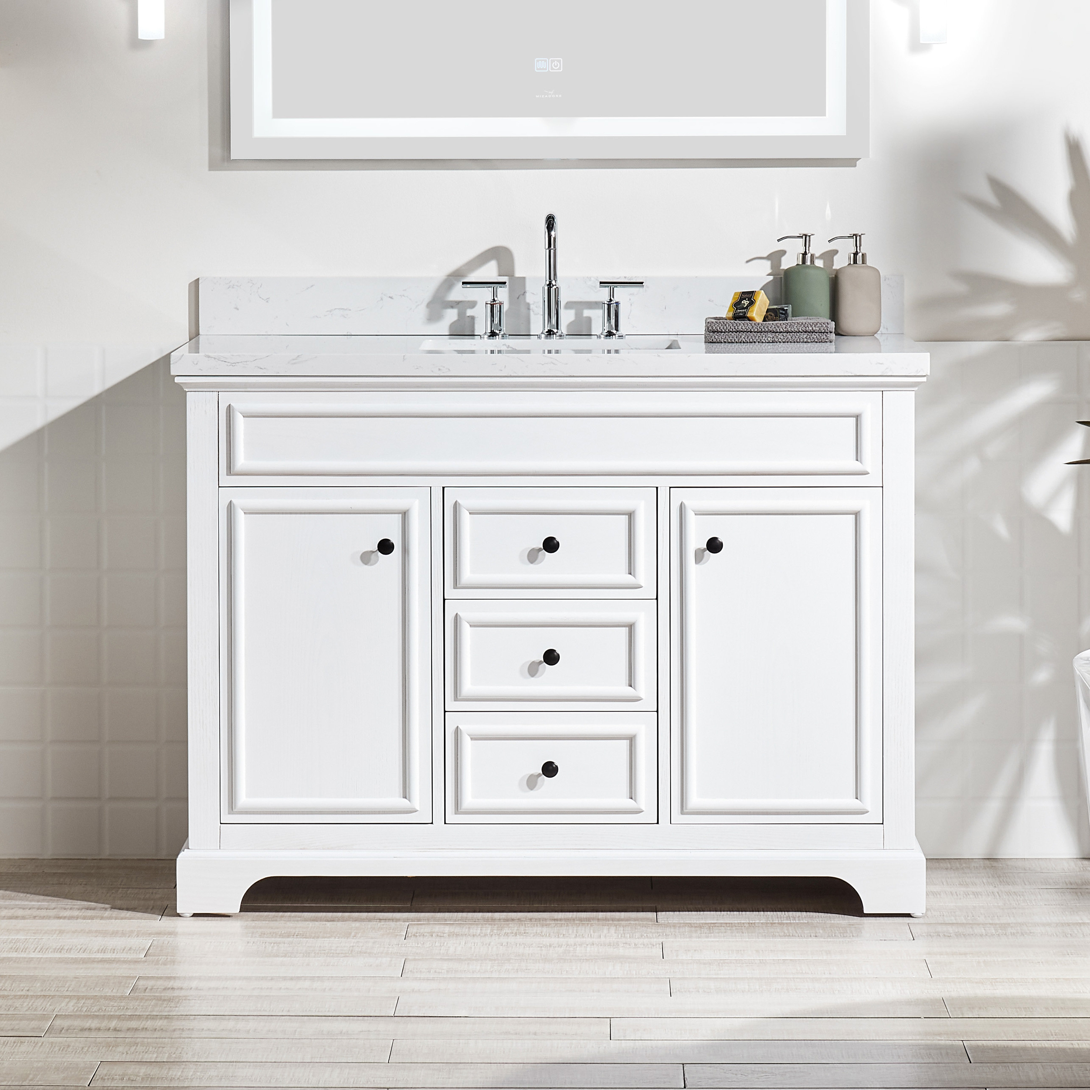 Dovecove Barris 48 Single Bathroom Vanity With Carrara Marble Top