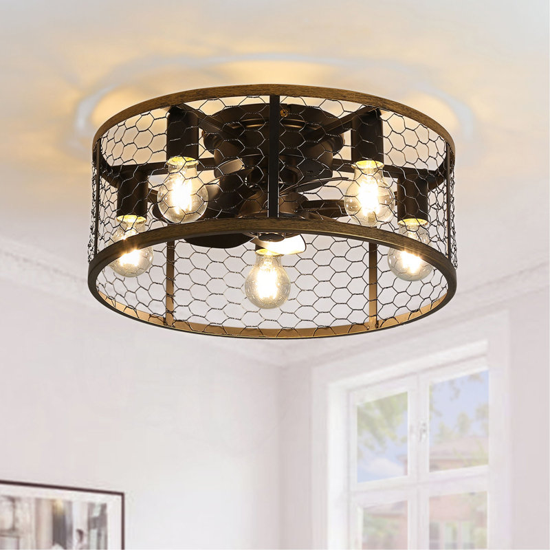 Ventilateur de plafond industriel en cage de 20 pouces, avec moteur à courant continu réversible à 7 pales ABS, petit ventilateur encastré pour ferme