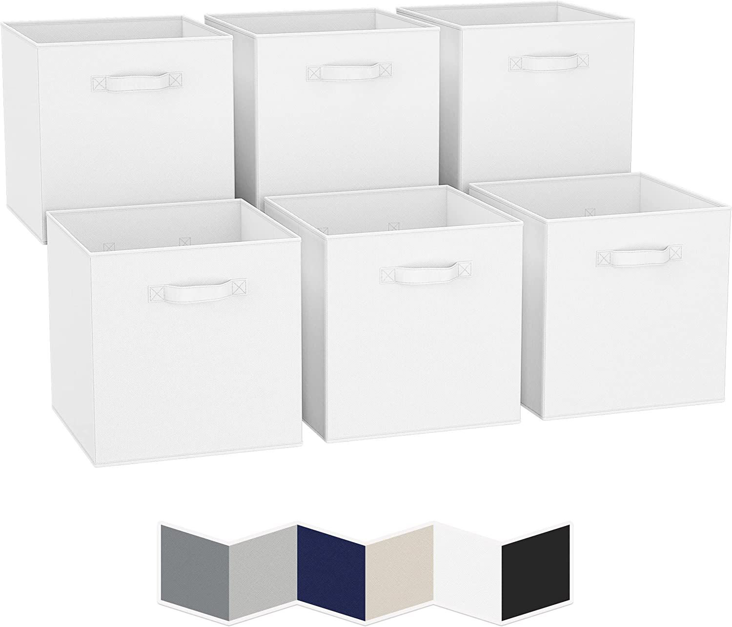 Mighty Rock Fabric Storage Cubes Storage Bins Organization Boxes Closet  Organizers Baskets Foldable with Handle for Shelves Gray 6 Pack