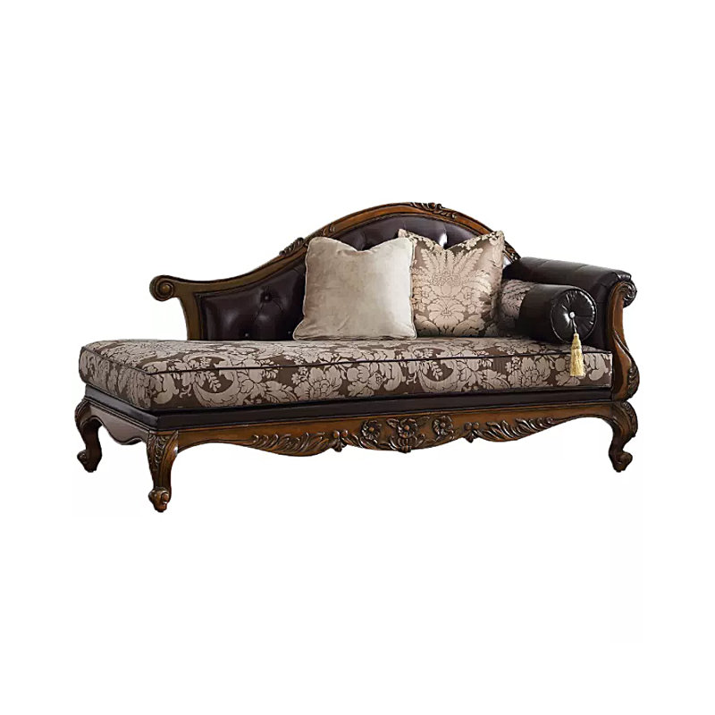 Chaise en bois massif de style européen, Chaise longue à accoudoir droit