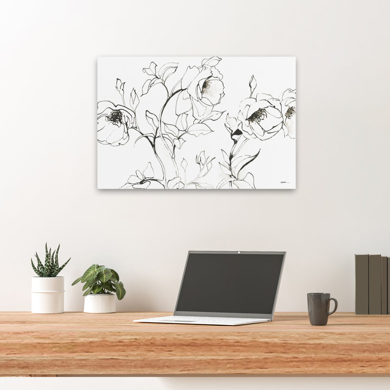 Floral - croquis de roses, H 16 po x l 24 po