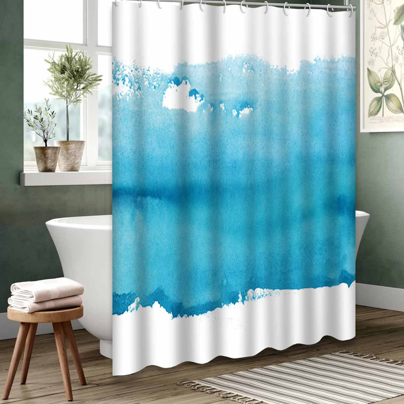 Rideau de douche bleu imperméable, rideaux de douche pour la salle de bain avec 12 crochets, 72" L x 72" W