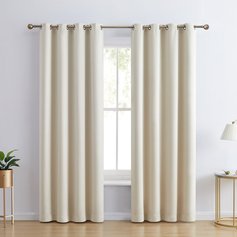 Solid Max 100% Blackout Thermal Grommet Curtain Panels, 52" W x 63" L, Parchment Beige