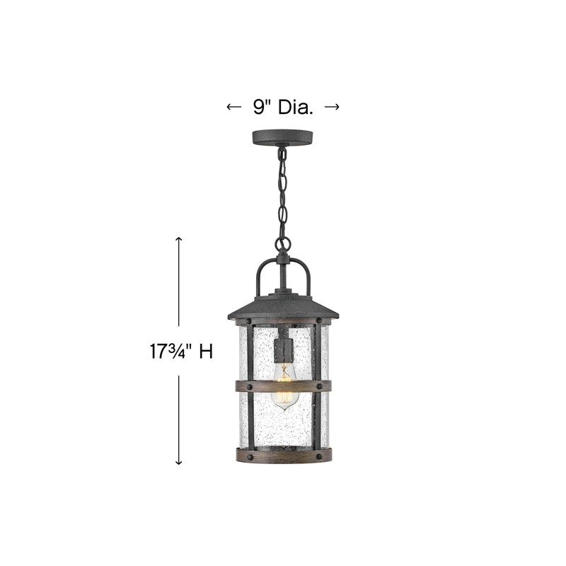 Lakehouse 1 -Bulb 17.75" H Outdoor Hanging Lantern, Aged Zinc