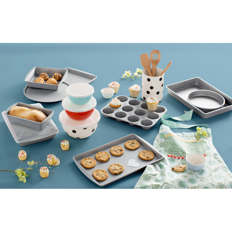 White Ceramic Polka Dot Utensil Crock with Wooden Tools