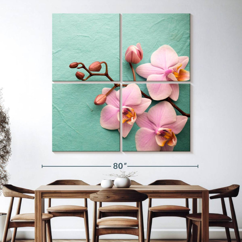 Orchidées rose pâle, H 74 po x l 74 po