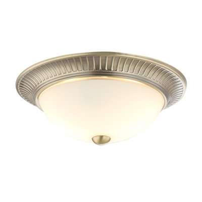 Pudsey Traditional Metal Flush Ceiling Light Fitting with Opal Glass Diffuser