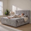 Lit de jour UNANI rembourré avec couchette et tiroirs de rangement, tissu chenille-130417892-130417890