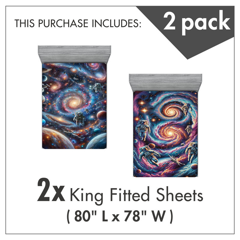 Microfiber Outer Space Fitted Sheet, King Fitted Sheet