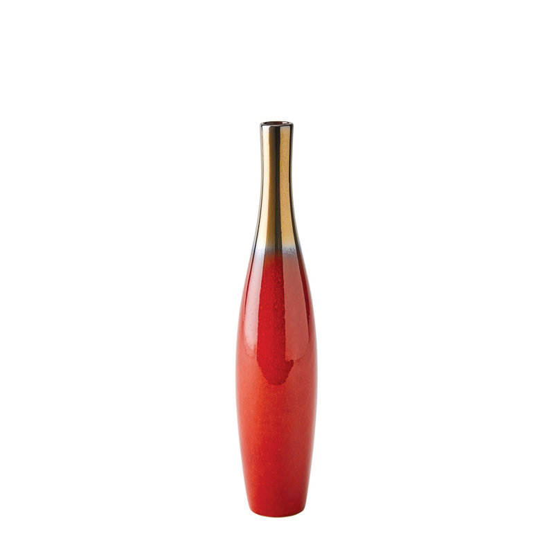 Boliche Vase-Dark -Short, Overall Height-  14.25", Red
