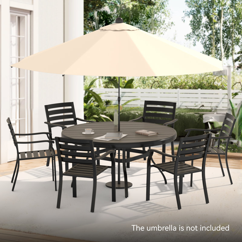 7 Pieces Outdoor Patio Dining Set, Black