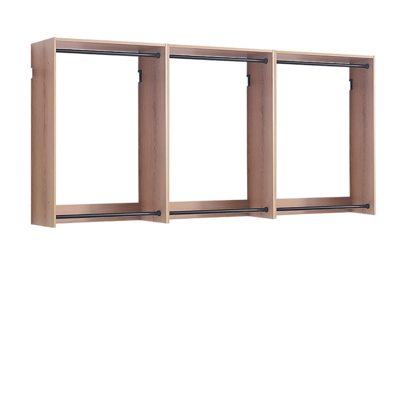 Devi Oak Wall Mounted Wood Closet System, Oak Wood