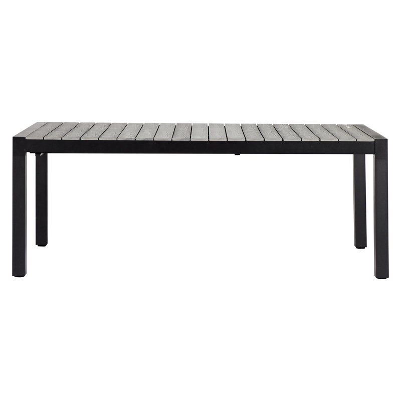 Marial Rectangular Metal Extendable Outdoor Dining Table , 205cm cm W 100cm cm D, Grey