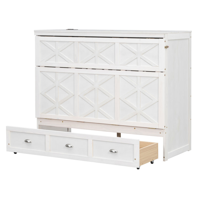 Lit escamotable avec grands tiroirs Murphy, Blanc
