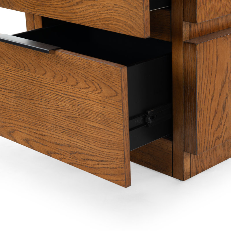 Titus 2 Drawer Nightstand, Medium Oak