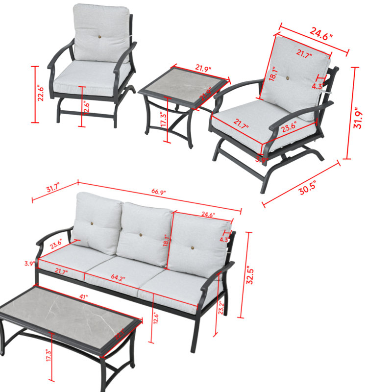 8-Piece conversation set, White