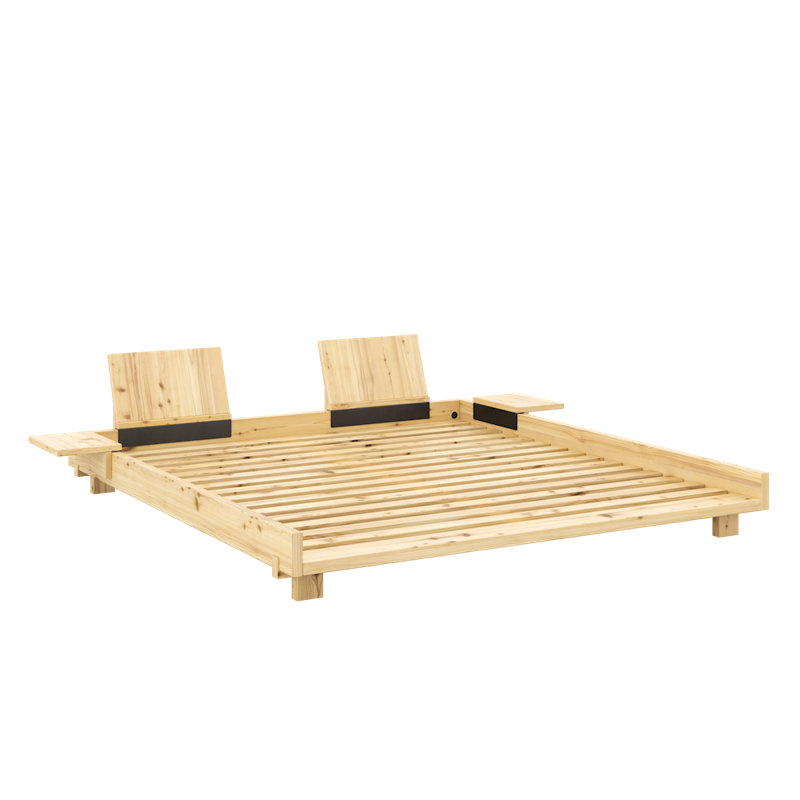 SOCIAL BED W. 2 PCS BACK RESTS AND 2 PCS SIDE TABLES, FSC certified pine wood, Made in Europe, Scandinavian Design